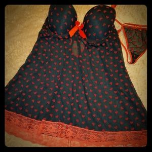 Mesh Babydoll With G String Panty